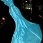 Blue Beaded Long Satin Ball Gown Evening Dress gh4425