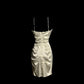 White Shiny Fashion Suspender Short Satin Homecoming Dress Birthday Party Dress gh4264