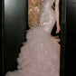 Pink Luxurious And Exquisite Pearl Embellishment Long Chiffon Mermaid Slim Fit Evening Gown gh6758