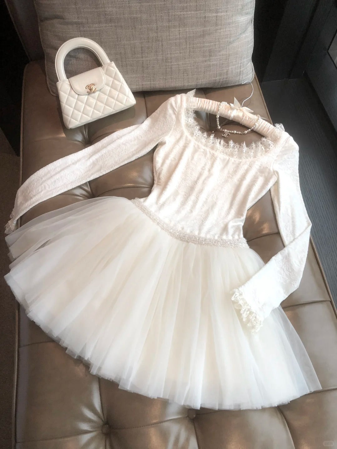Girlhomeshops-White short chiffon princess homecoming dress birthday party dress eighth grade dress French little princess ballet skirt gh5296