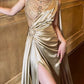 girlhomeshops-High - Slit Gilt One - shoulder Gown, Shining Beads Unleash Sexy Charm gh5897