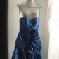 Blue Beaded Floral Homecoming Dress Short Satin Ball Gown Evening Gown Graduation Gown gh4495