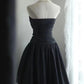 Vintage Little Black Dress Taffeta Short Homecoming Dress Satin Sweetheart Neckline Irregular Pleated Design Hand-beaded gh4375
