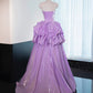 Robe de soirée longue en satin violet, style princesse, longueur au sol, gh4549