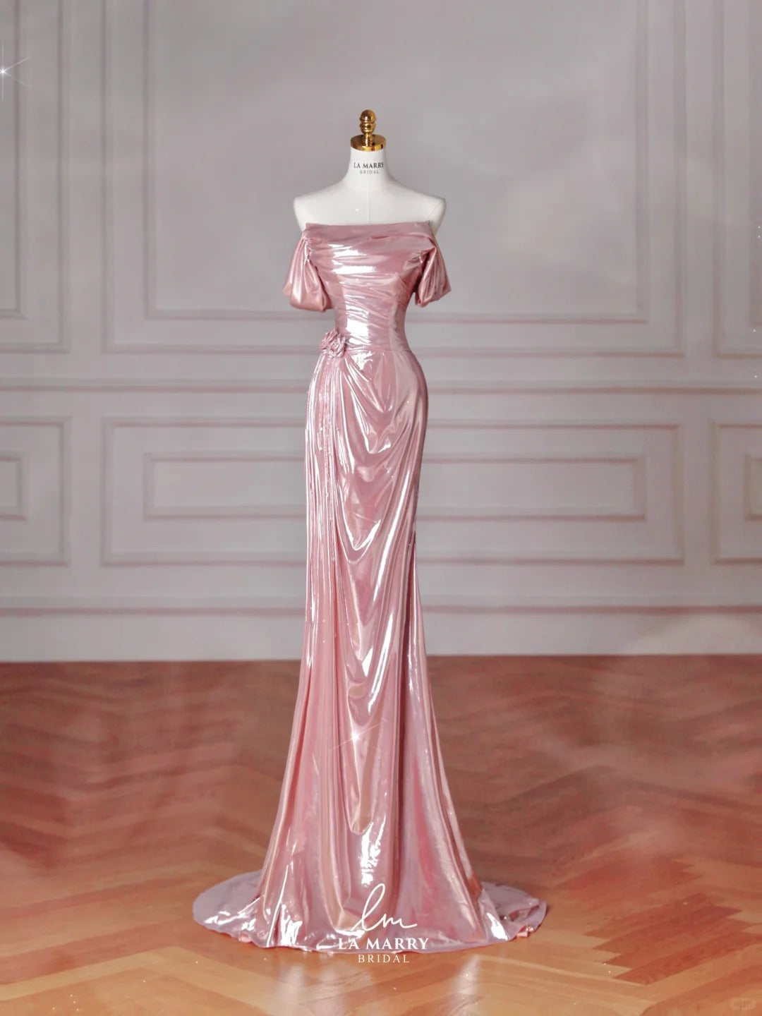 Pink Beautiful Elegant Satin Long Mermaid Slim Floor Length Ball Gown Evening Dress Prom Dress gh4204