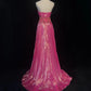 Pink Exquisite Pearl Embellishment Long Satin Formal Dress gh6774
