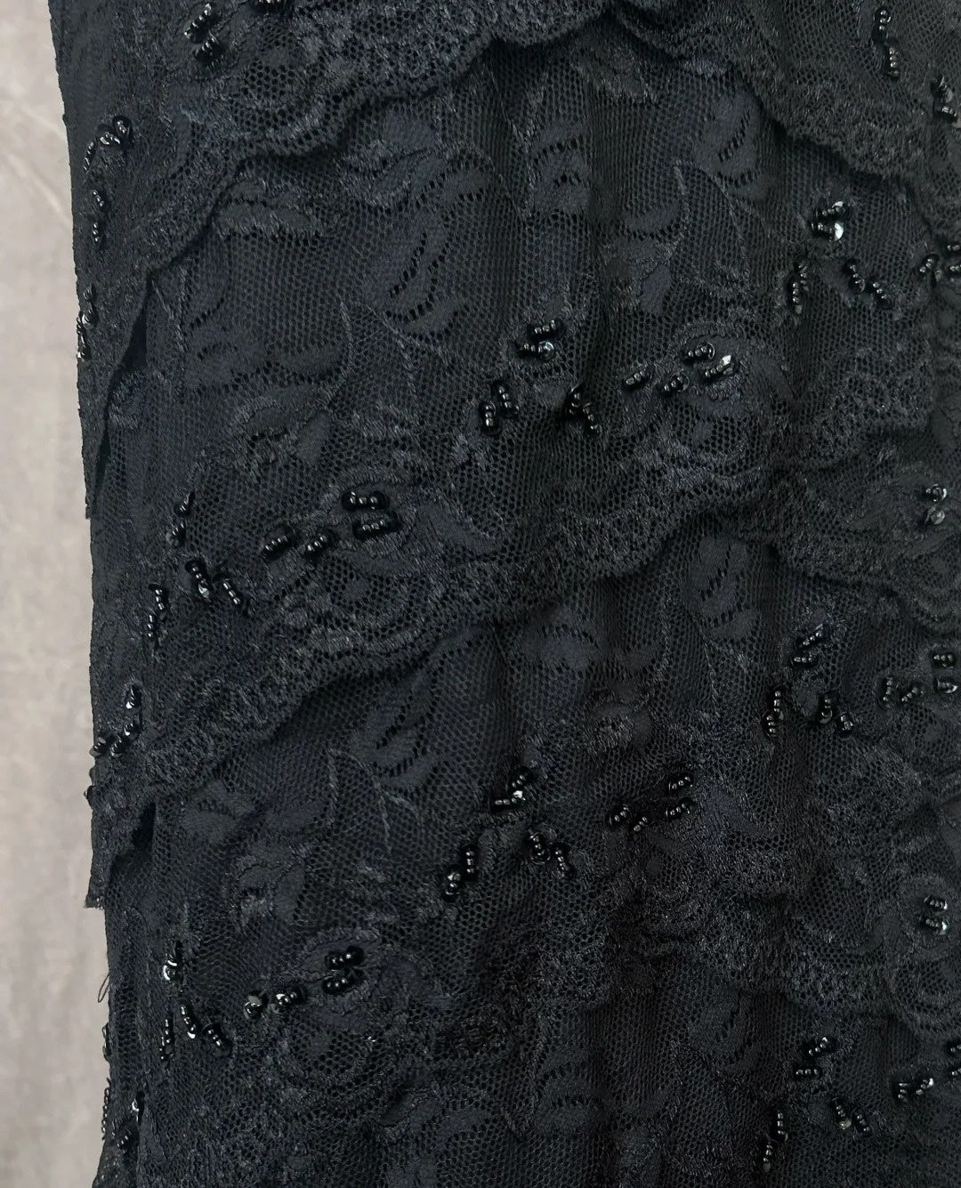 girlhomeshops-Black Vintage Beaded Long Lace Dress gh6243