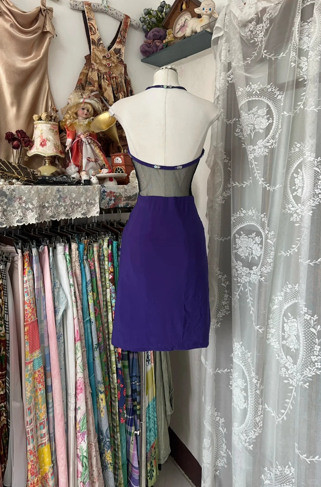 Girlhomeshops-Purple Floral Short Chiffon Homecoming Dress Party Dress gh5248
