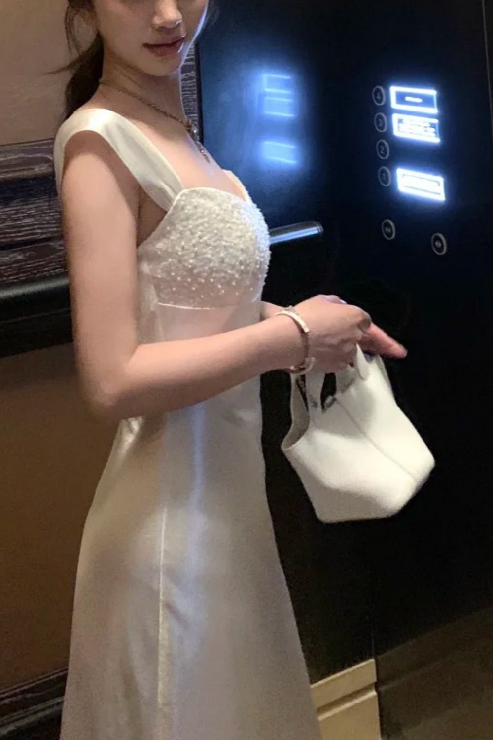 White, Simple Yet Elegant Long Bridesmaid Dress, Birthday Party Dress gh7081