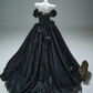 Superbe robe de soirée noire élégante et délicate à fleurs appliquées, longue en tulle, longueur au sol, robe de bal, robe de remise de diplôme, robe de bar-mitsva, robe de mariée gh3842