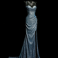 Robe sirène dos nu bleu scintillant style galaxie irisée - Robe de soirée et tapis rouge sur le thème des étoiles gh6570