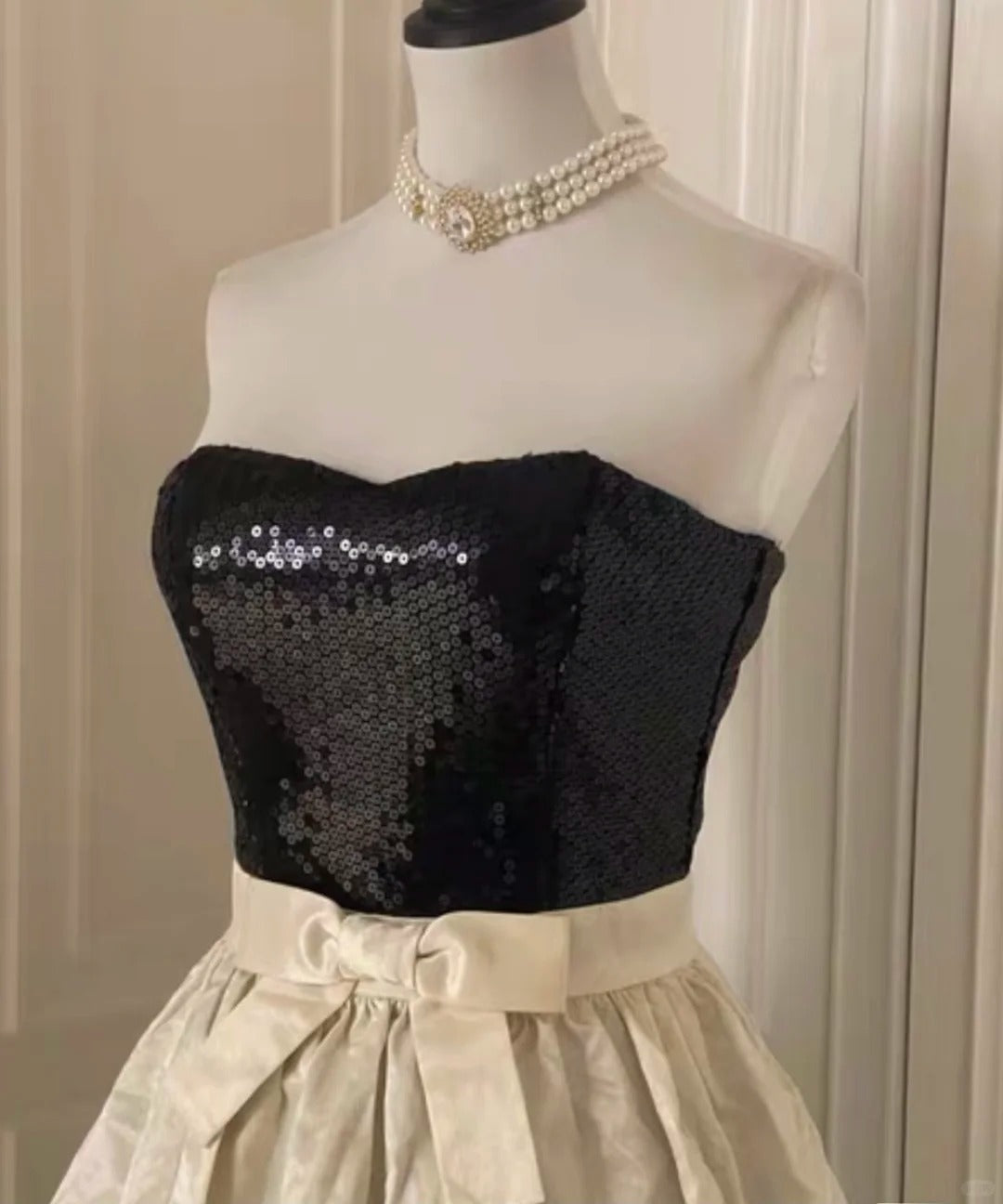 ✨White Retro Shiny Elegant Princess Short Sequin Homecoming Dress Birthday Party Dress~🖤 gh4268