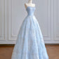 Girlhomeshops - Robe de mariée longue en tulle et organza bleu clair, longueur au sol, gh5487