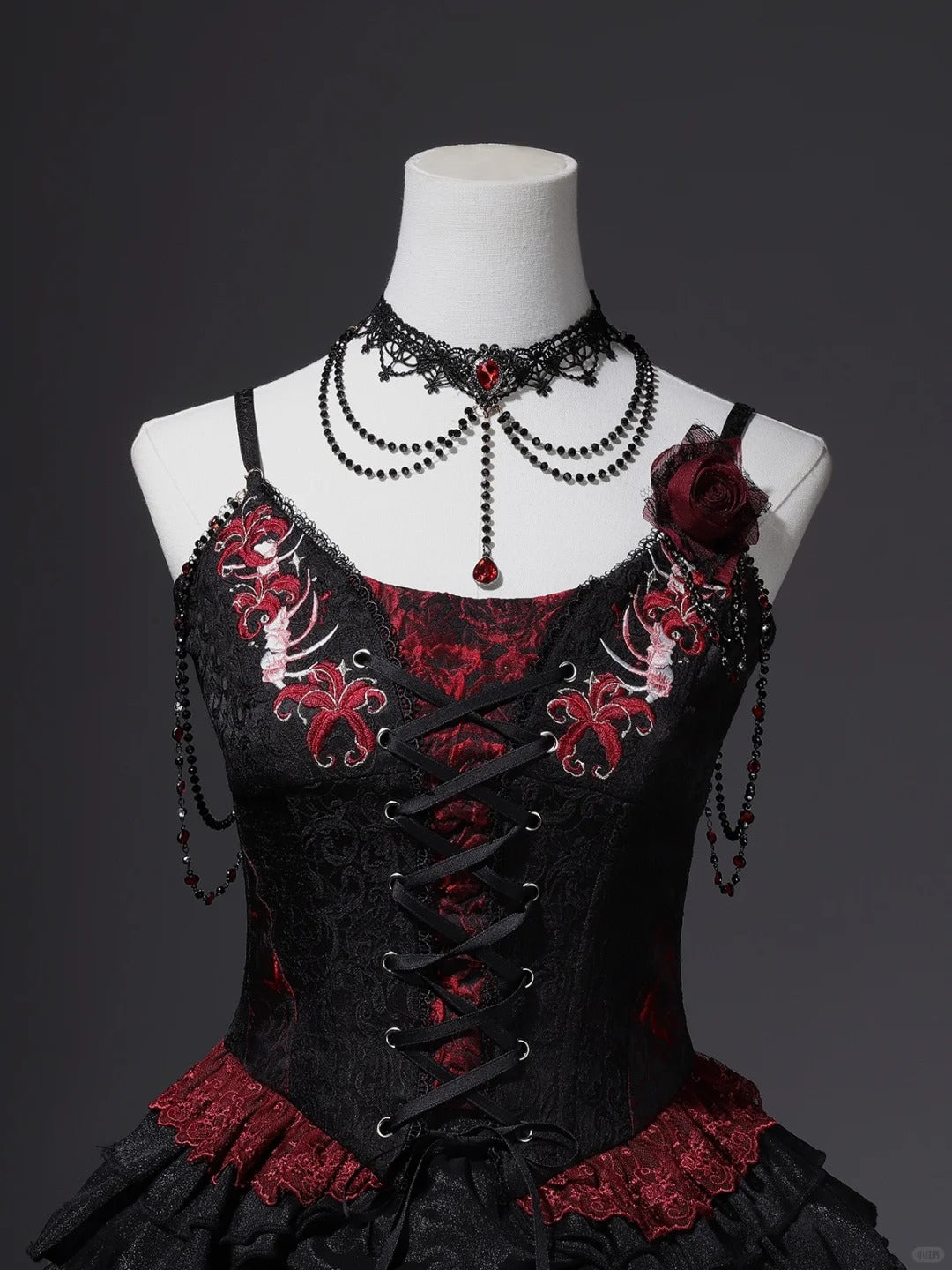 Girlhomeshops-Schwarz rot elegante lange Korsett Tüll Ballkleid Abendkleid gh5345