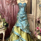 Blue Green Fashion Gradient Gorgeous Elegant Long Satin Ruffle Ball Gown Evening Dress Party Dress gh4171