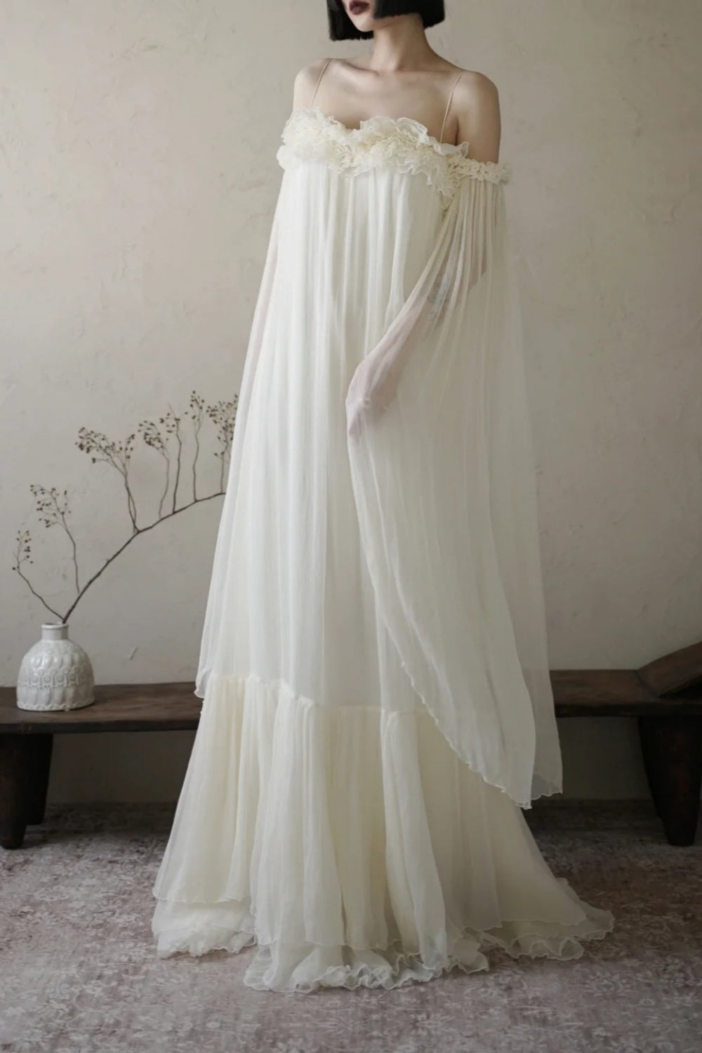girlhomeshops--White fairy dress long chiffon dress gh5735