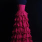girlhomeshops-Fuchsia Chiffon Sleeveless Floor-Length Tiered Ruffled Evening Gown gh6304
