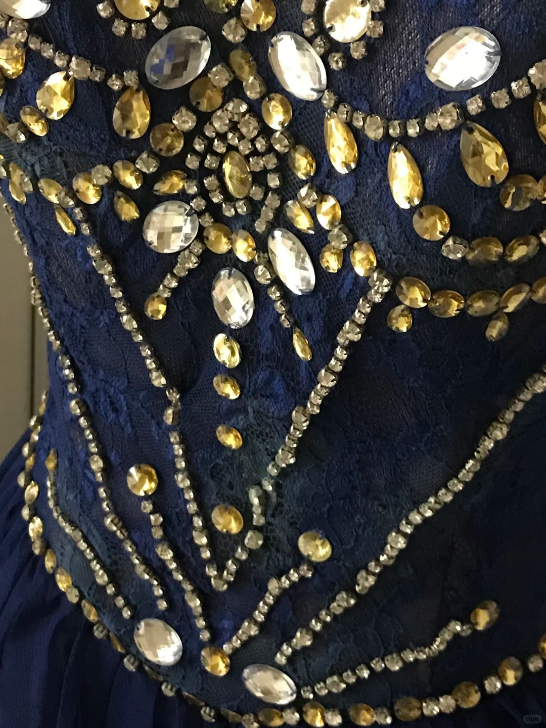 💙Dark blue shiny retro princess short homecoming dress beaded tulle ball gown evening dress gh4393