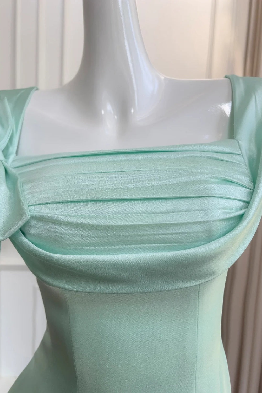 Green long satin dress gh6853