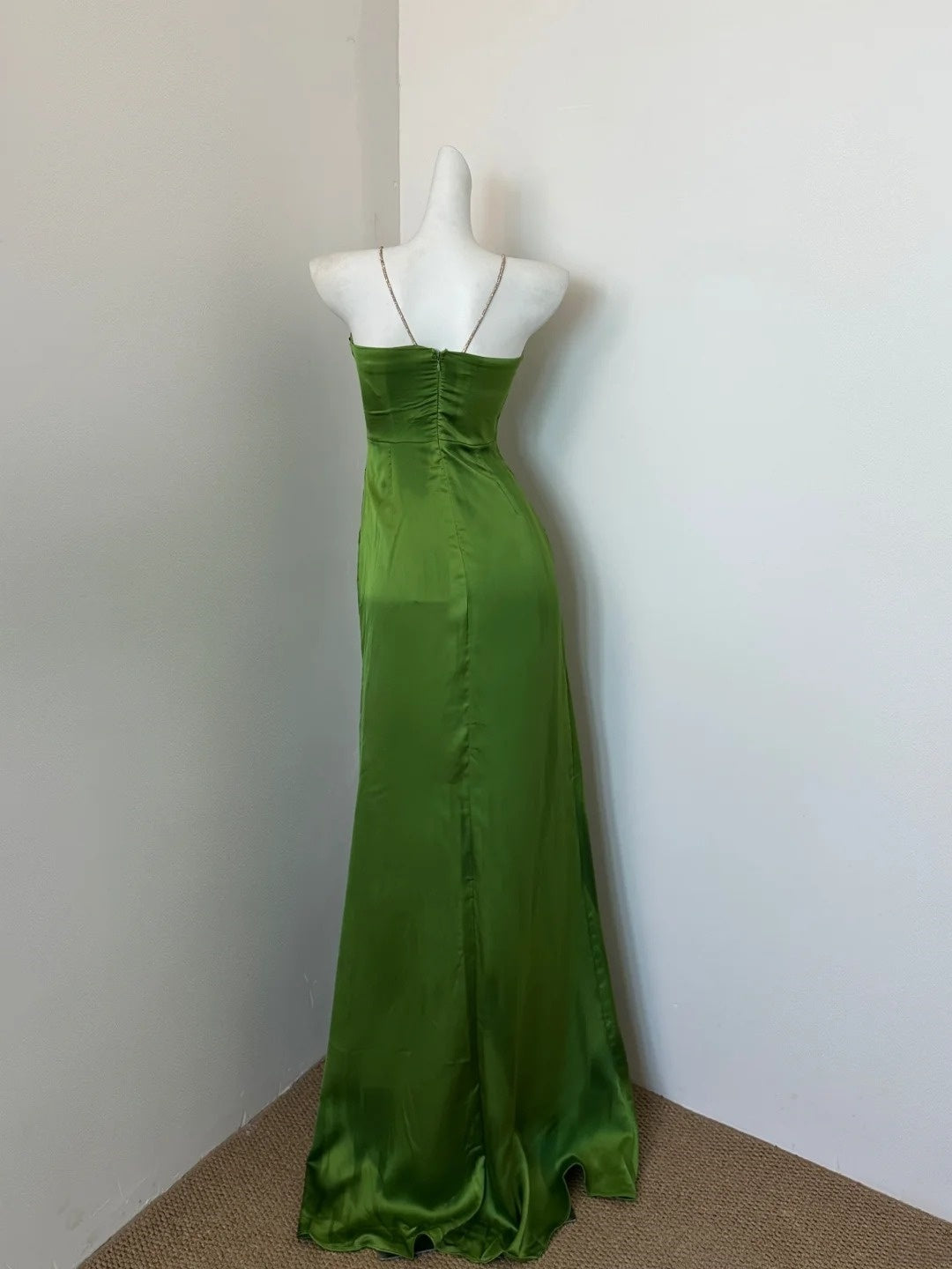 Green simple fashion satin long prom dress evening dress party dress gh4832