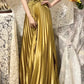 Robe de bal longue en satin ornée de perles en métal doré, robe de soirée, robe de remise de diplôme gh4507