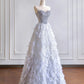 Girlhomeshops - Robe de mariée longue en tulle gris violet avec plumes et diamants, perles exquises, gh5486