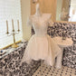 White Sparkly Beaded Short Tulle Cute Sweet Homecoming Dress Birthday Party Dress Wedding Dress gh4263