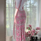Pink floral vintage beaded lace long prom dress evening dress party dress gh4819