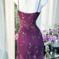 Purple Floral Gold Beaded Short Lace Chiffon Homecoming Dress Birthday Party Dress gh4621