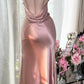 Pink Sexy Elegant Romantic Satin Long Ball Gown Evening Dress gh4401