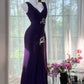 Purple Rhinestone Long Chiffon Ball Gown Evening Dress Party Dress Date Dress Prom Dress gh4677