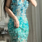 girlhomeshops-Teal-Green Gradient Sequin Halter-Neck Deep V Short Fashion Party Gown gh6380