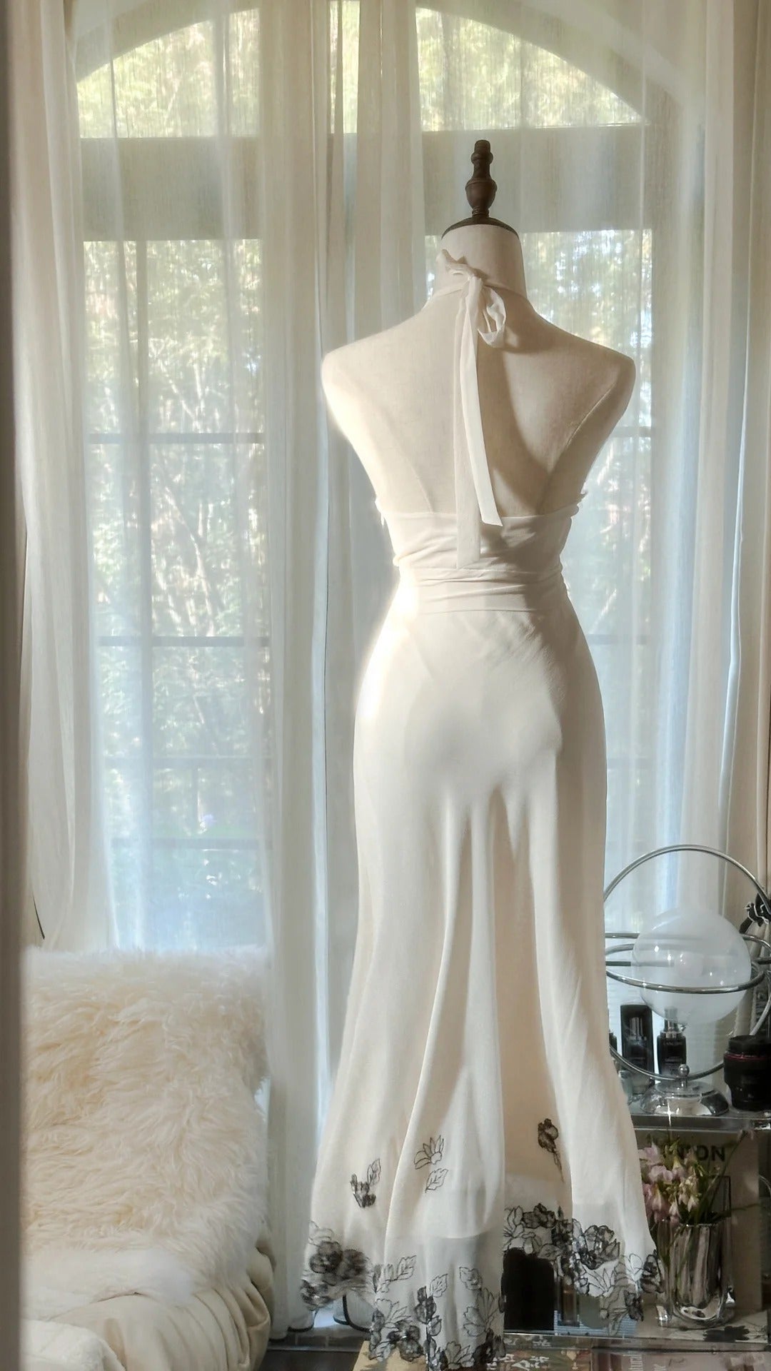 Robe de soirée longue en mousseline de soie, élégante, romantique, noire, en dentelle et perles, pour la Saint-Valentin, gh4048