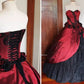 Burgunderrotes Vintage-Abendkleid mit zarten Blumenapplikationen, langes Satin-Tüll-Ballkleid, gh3210