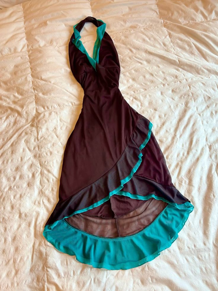 Black vintage fashion suspenders long elegant chiffon blue ruffle formal prom dress, evening dress, party dress gh3504