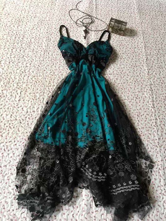 Girlhomeshops--Burgundy/Teal Exquisite Vintage Lace Short Homecoming Dress Birthday Party Dress gh5493
