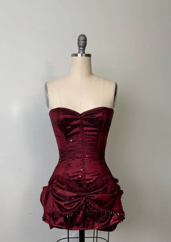 girlhomeshops-Vintage Burgundy corset homecoming dresses tight hoco dresses gh5808
