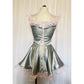 Mint Green Sweet Cute Short Satin Homecoming Dress Birthday Dress gh4628