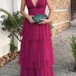 Purple Fashion Elegant V-neck Long Tulle Ball Gown Evening Dress Wedding Guest Party Dress gh3325