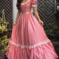 Pink Elegant Exquisite Lace Long Chiffon Ball Gown Evening Dress Wedding Guest/Birthday/Garden Party Dress gh4130