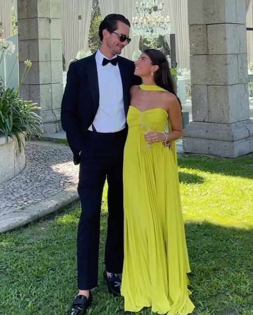 Yellow fashion elegant long chiffon ball gown evening dress wedding guest party dress gh3430