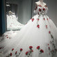 Robe de soirée longue en tulle avec appliques de roses délicates et magnifiques, robe de mariée gh3341