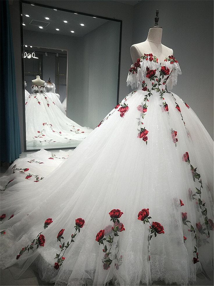Robe de soirée longue en tulle avec appliques de roses délicates et magnifiques, robe de mariée gh3341