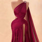 Girlhomeshops-Plum color fashionable one-shoulder sexy elegant long chiffon Prom Dress evening dress gh5039