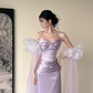 Robe de soirée longue en satin et tulle violet, robe de bal, robe de remise de diplôme, gh4493