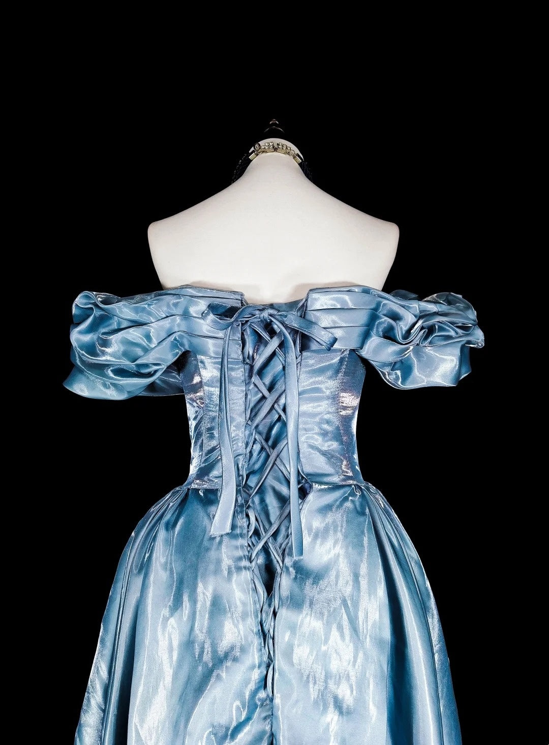 girlhomeshops-Elegant long satin formal ball gown in blue gh6136