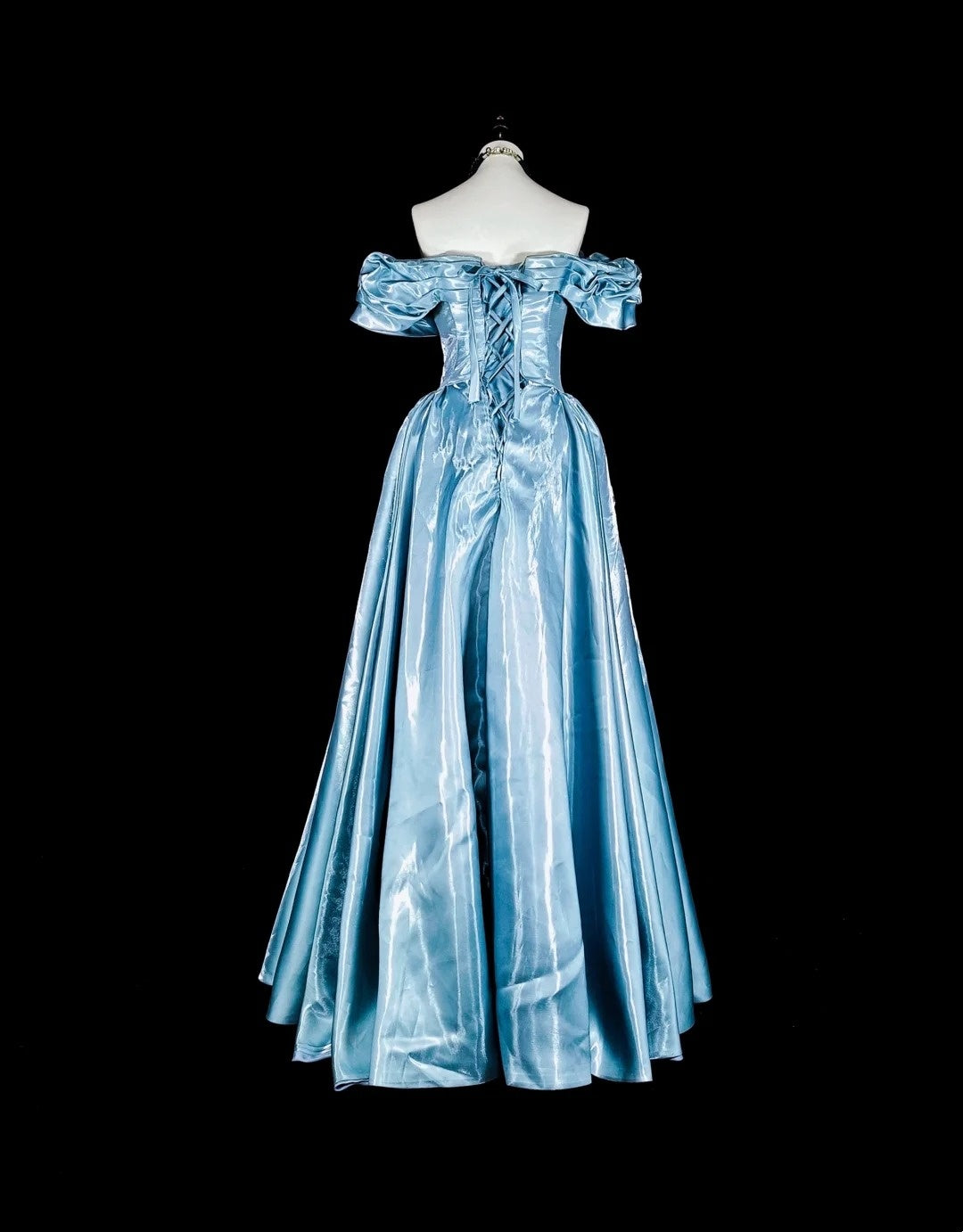 girlhomeshops-Elegant long satin formal ball gown in blue gh6136