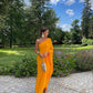 Orange one shoulder stylish elegant long chiffon ball gown evening dress wedding guest party dress gh3376