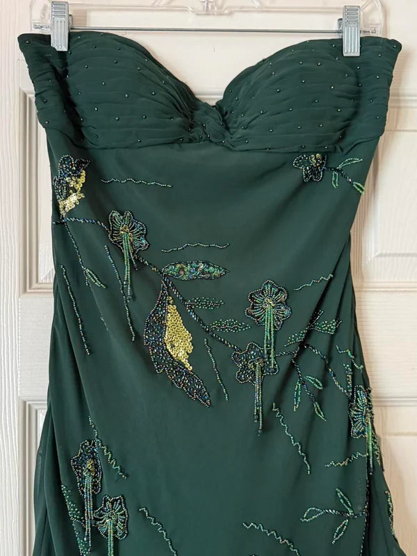 Girlhomeshops-Dark green chiffon short/long ruffled homecoming dress prom dress formal evening dress gh5137