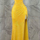 Yellow shiny fashion long sequin sexy slit prom dress evening gown party dress gh3290